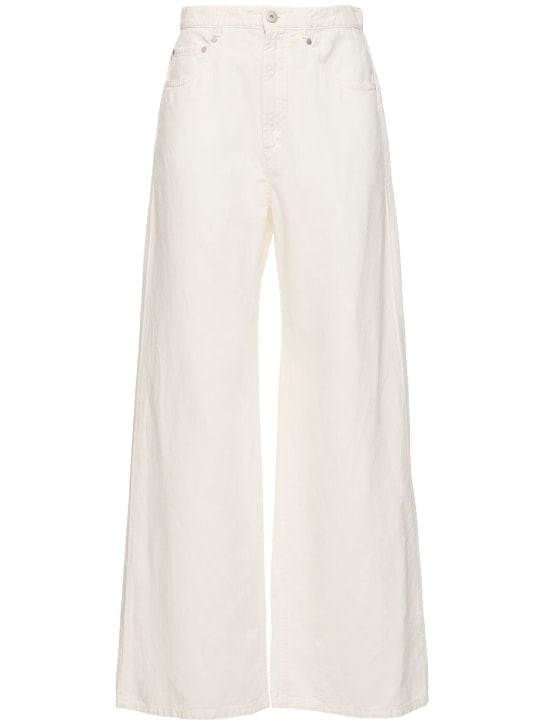 Brunello Cucinelli: Cotton & linen wide pants - White - women_0 | Luisa Via Roma