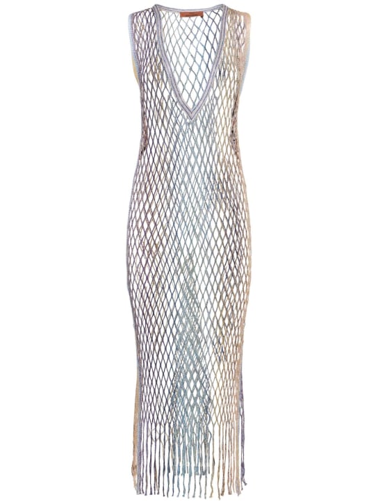 Missoni: Net lurex long dress - Multicolor - women_0 | Luisa Via Roma