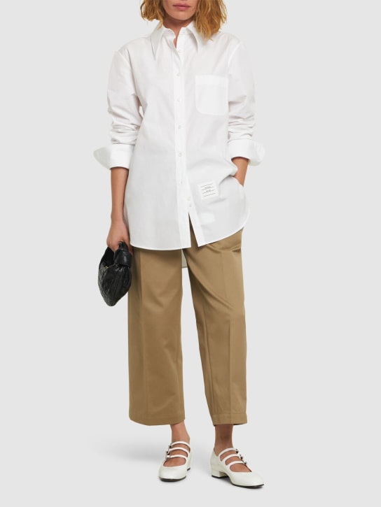 Thom Browne: Camisa clásica de popelina de algodón - Blanco - women_1 | Luisa Via Roma