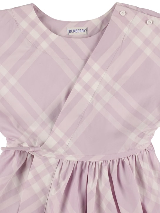 Burberry: Vestido de algodón con logo - Blanco/Púrpura - kids-girls_1 | Luisa Via Roma