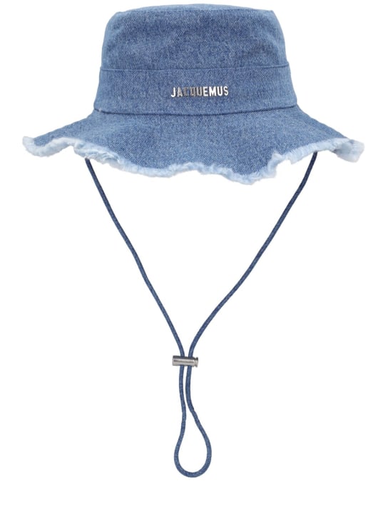 Jacquemus: Cappello bucket Le Bob Artichaut in cotone - Blu - men_0 | Luisa Via Roma