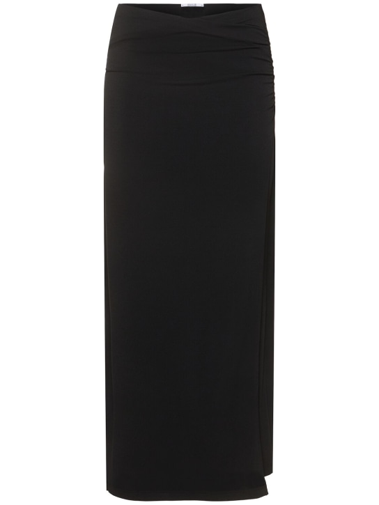 Wolford: Crepe jersey midi wrap skirt - Black - women_0 | Luisa Via Roma