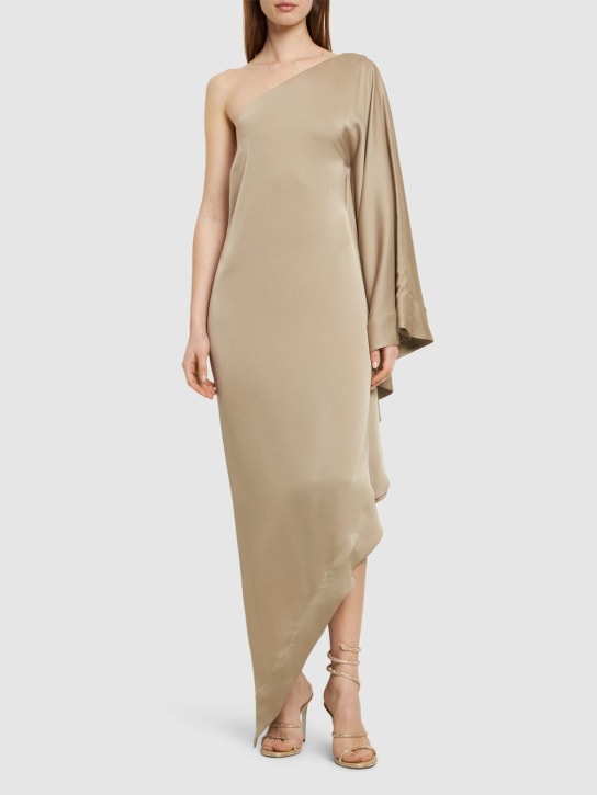 Alexandre Vauthier: One shoulder draped satin long dress - Beige - women_1 | Luisa Via Roma
