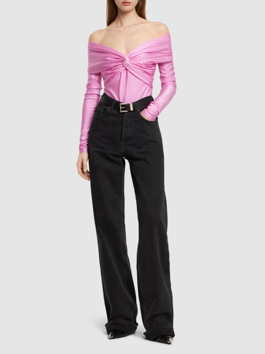 The Andamane: Kendall off the shoulder Lycra bodysuit - Pink - women_1 | Luisa Via Roma