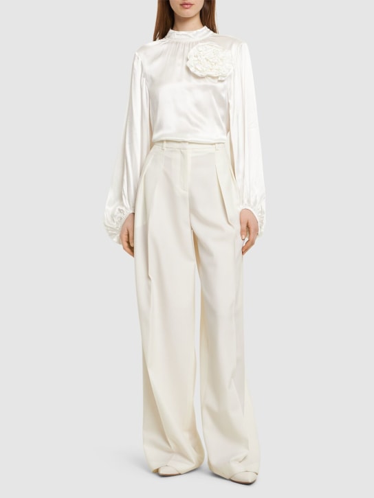 Designers Remix: Lilian viscose blend shirt w/ rose - White - women_1 | Luisa Via Roma
