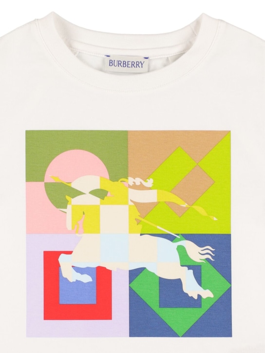 Burberry: T-shirt in jersey di cotone con stampa - Bianco - kids-boys_1 | Luisa Via Roma