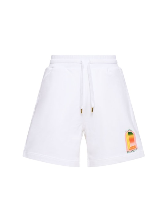 Casablanca: Gradient Arch organic cotton shorts - White - men_0 | Luisa Via Roma