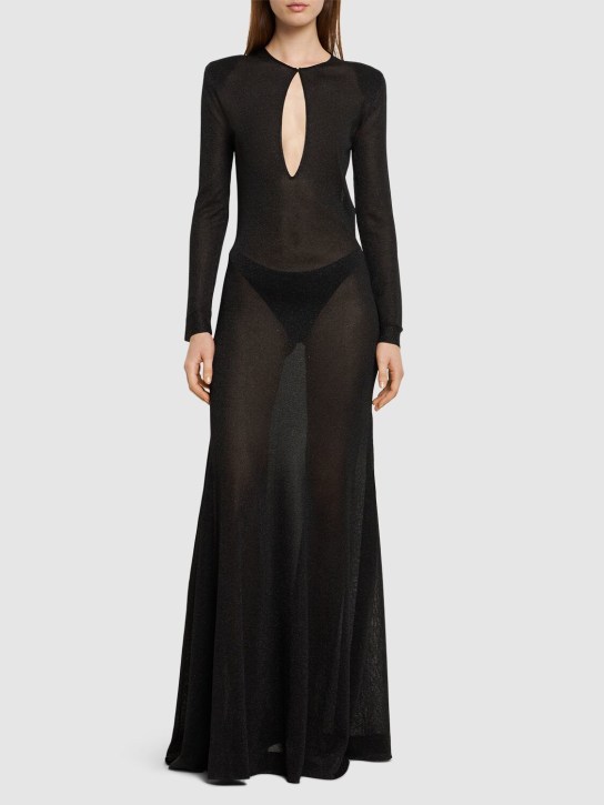 Tom Ford: Lurex viscose jersey long dress w/cutout - Black - women_1 | Luisa Via Roma