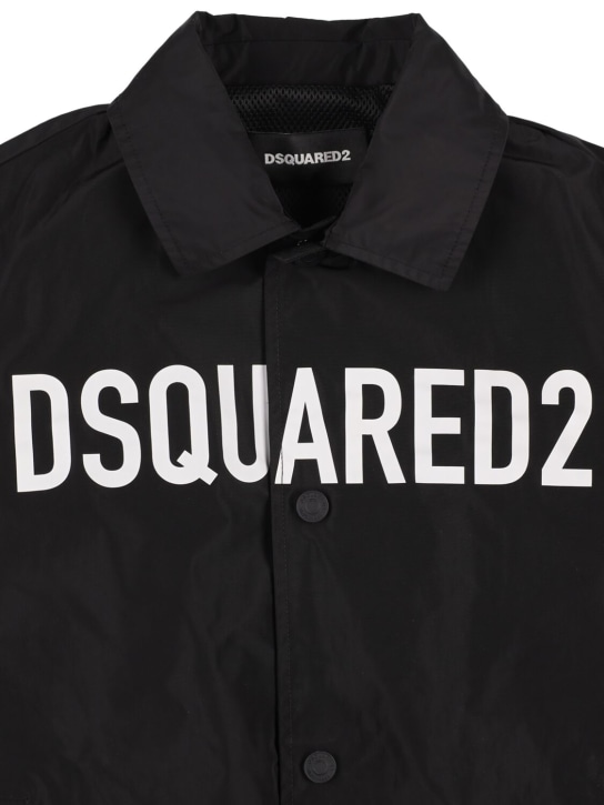 Dsquared2: Printed logo nylon jacket - Black - kids-boys_1 | Luisa Via Roma