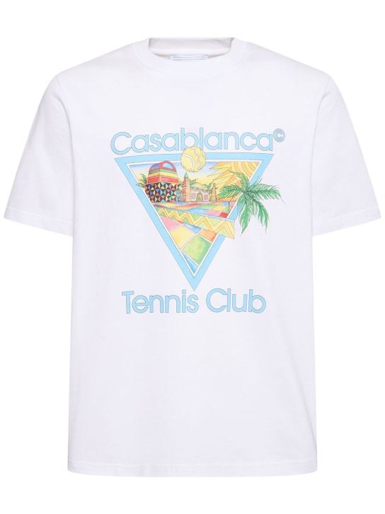 Casablanca: T-shirt en coton biologique Tennis Club - Blanc - men_0 | Luisa Via Roma