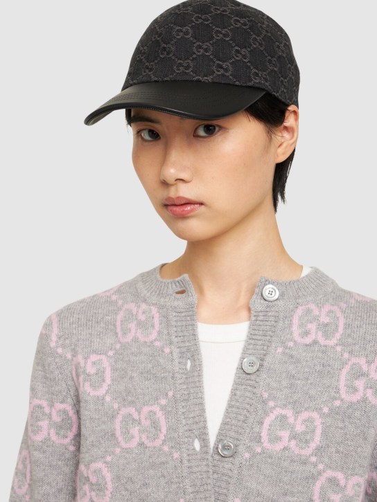 Gucci: GG denim baseball hat - Black/Grey - women_1 | Luisa Via Roma