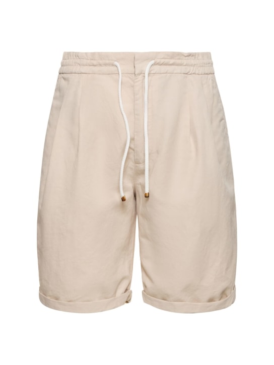 Brunello Cucinelli: Shorts de algodón y lino - Beige Claro - men_0 | Luisa Via Roma