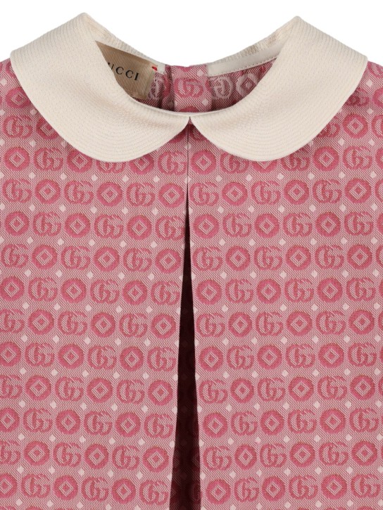 Gucci: Double G cotton blend dress - Pink - kids-girls_1 | Luisa Via Roma