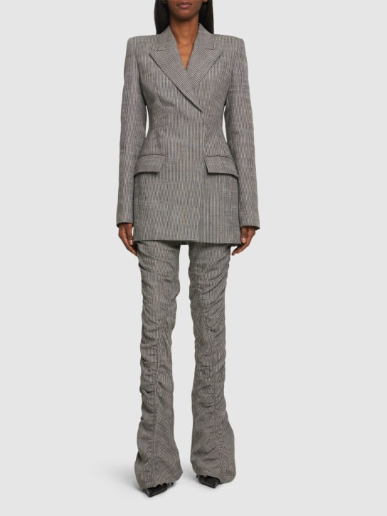 Acne Studios: Linen blend pinstriped jacket - Grey - women_1 | Luisa Via Roma
