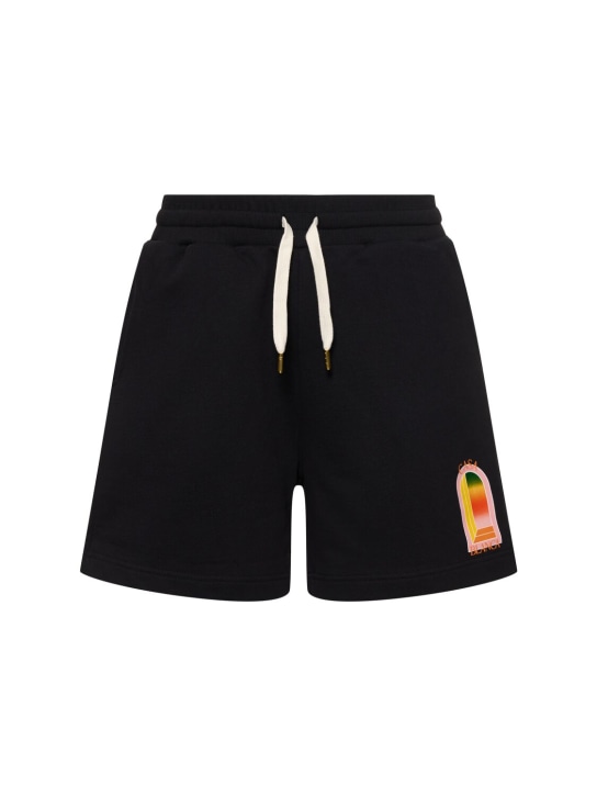 Casablanca: Gradient Arch organic cotton shorts - Black - men_0 | Luisa Via Roma