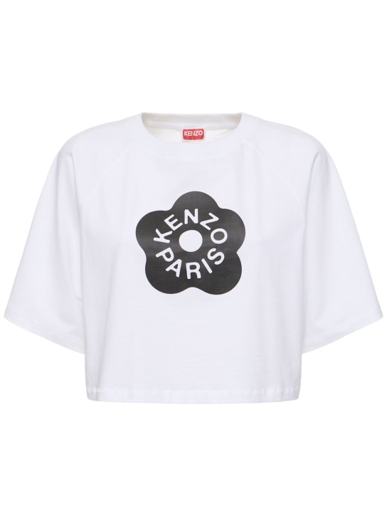 Kenzo Paris: T-shirt cropped boxy fit in cotone - Bianco - women_0 | Luisa Via Roma