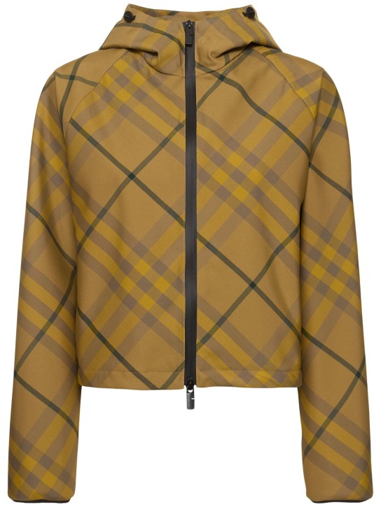 Burberry: Check tech hooded cropped jacket - Beige/Multi - women_0 | Luisa Via Roma