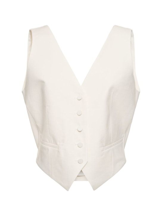 Nina Ricci: Draped linen blend open-back vest - White - women_0 | Luisa Via Roma