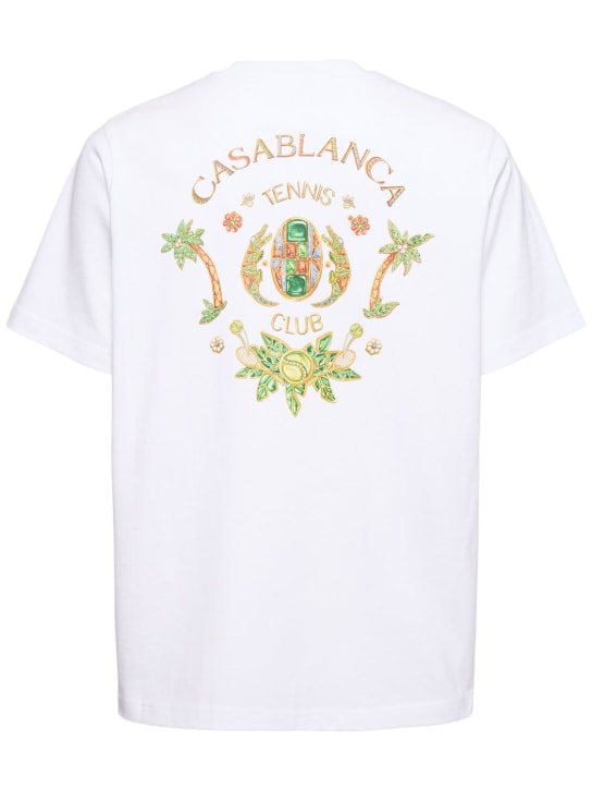 Casablanca: T-shirt Joyaux d’Afrique in cotone organico - Bianco - men_0 | Luisa Via Roma