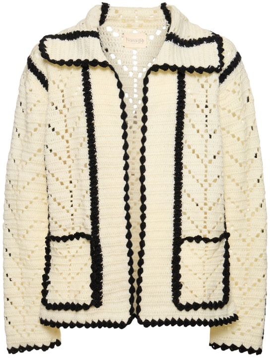 Harago: Crochet wool jacket - Off White - men_0 | Luisa Via Roma
