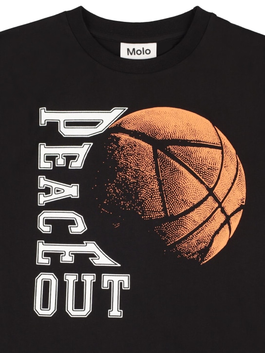 Molo: Basket print organic cotton t-shirt - Black - kids-boys_1 | Luisa Via Roma