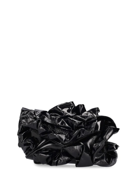 Dries Van Noten: Envelope ruffles leather clutch - Black - women_0 | Luisa Via Roma