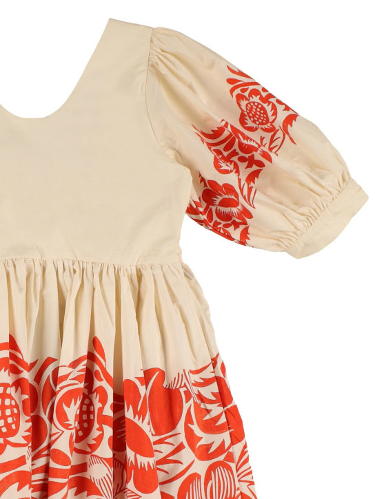 Molo: Printed organic cotton dress - White/Red - kids-girls_1 | Luisa Via Roma