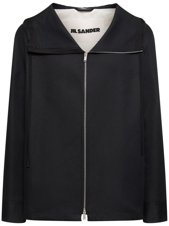 Jil Sander: Boxy cotton zip jacket - Black - men_0 | Luisa Via Roma