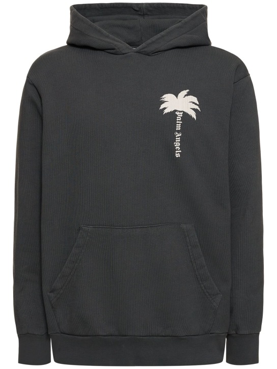 Palm Angels: The Palm cotton hoodie - Dark Grey - men_0 | Luisa Via Roma