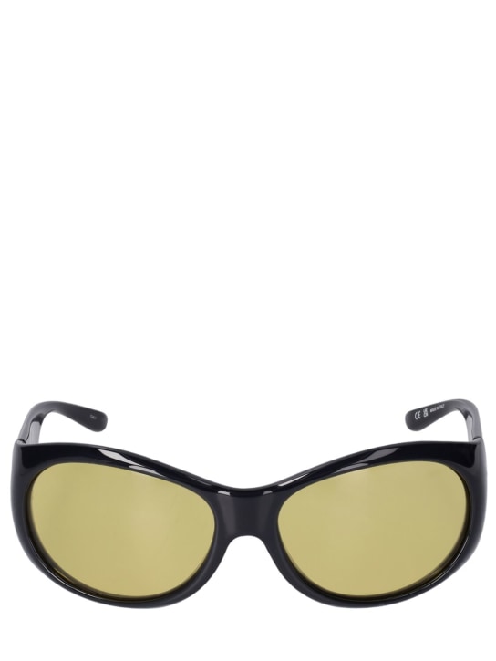 Courreges: Hybrid 01 round acetate sunglasses - Black/Yellow - men_0 | Luisa Via Roma