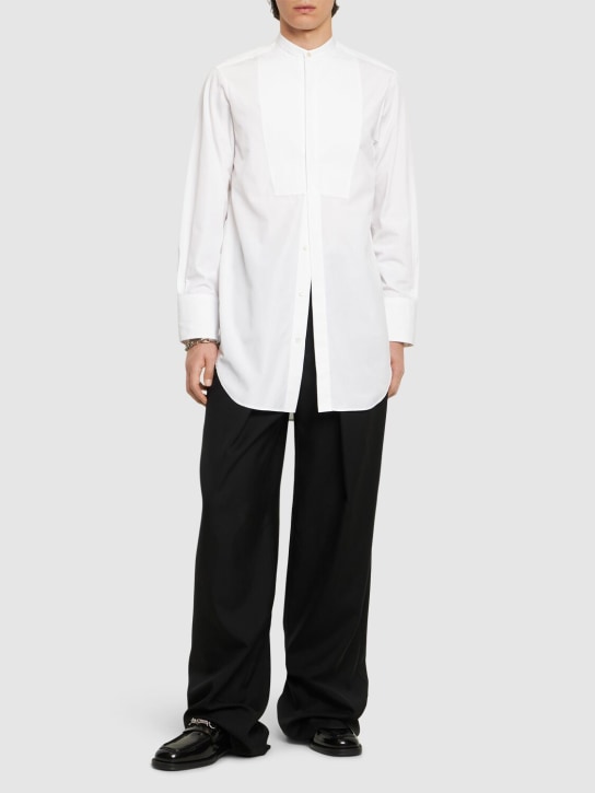 Jil Sander: Oversize cotton poplin plastron shirt - White - men_1 | Luisa Via Roma