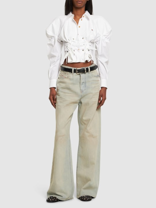 Vivienne Westwood: Gexy fitted cotton lace-up shirt - White - women_1 | Luisa Via Roma