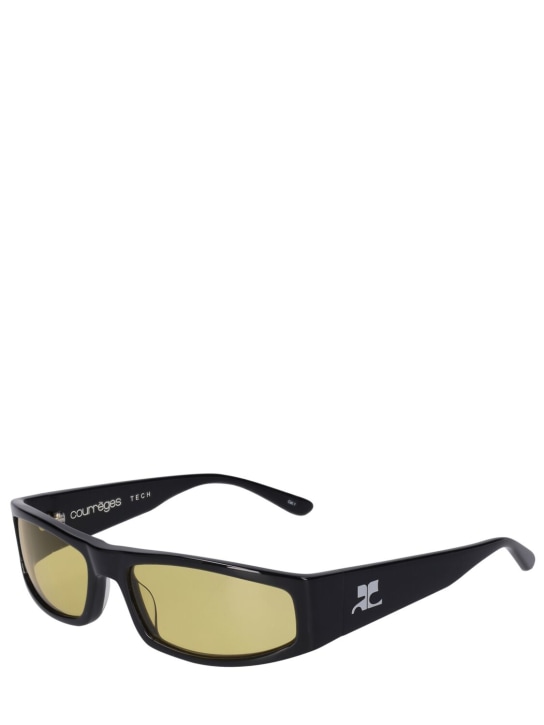Courreges: Techno squared acetate sunglasses - Black/Yellow - women_1 | Luisa Via Roma