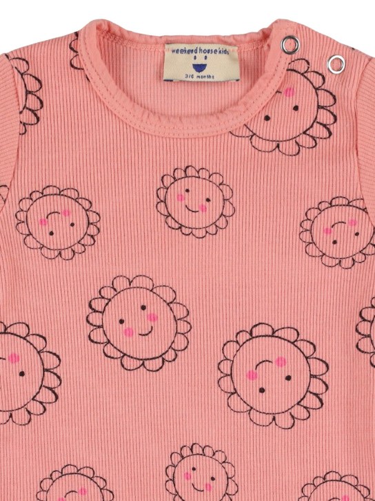 Weekend House Kids: Printed cotton blend bodysuit - Pink - kids-girls_1 | Luisa Via Roma
