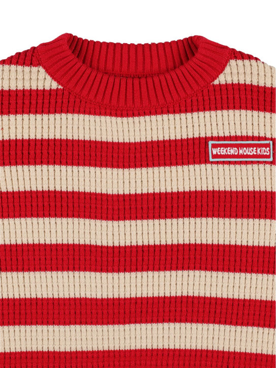 Weekend House Kids: Striped cotton knit sweater - Red/White - kids-girls_1 | Luisa Via Roma