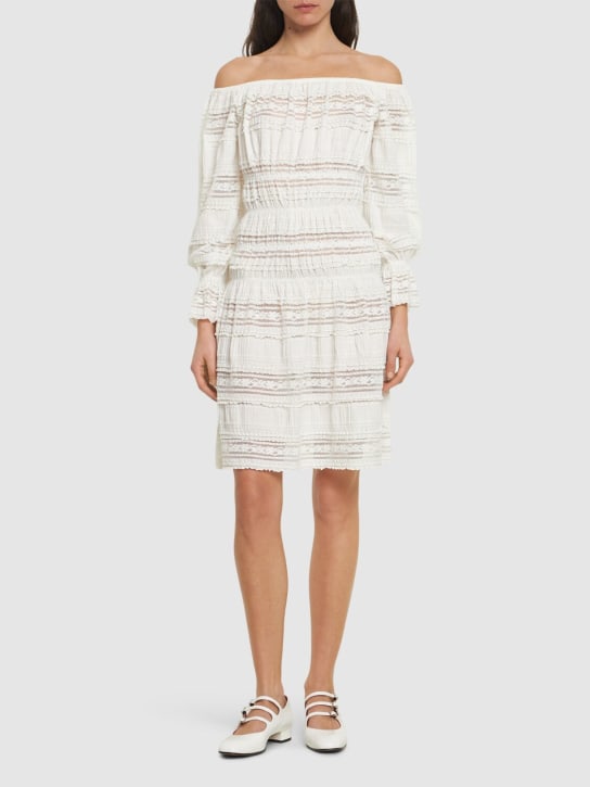Designers Remix: Avery off-the-shoulder lace midi dress - White - women_1 | Luisa Via Roma
