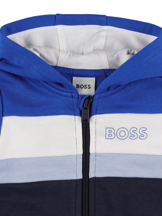 Boss: Logo print zip-up hoodie & sweatpants - Blue/Navy - kids-boys_1 | Luisa Via Roma