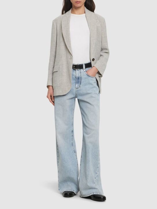 Brunello Cucinelli: Jeans aus Baumwolldenim mit weitem Bein - Hellblau - women_1 | Luisa Via Roma