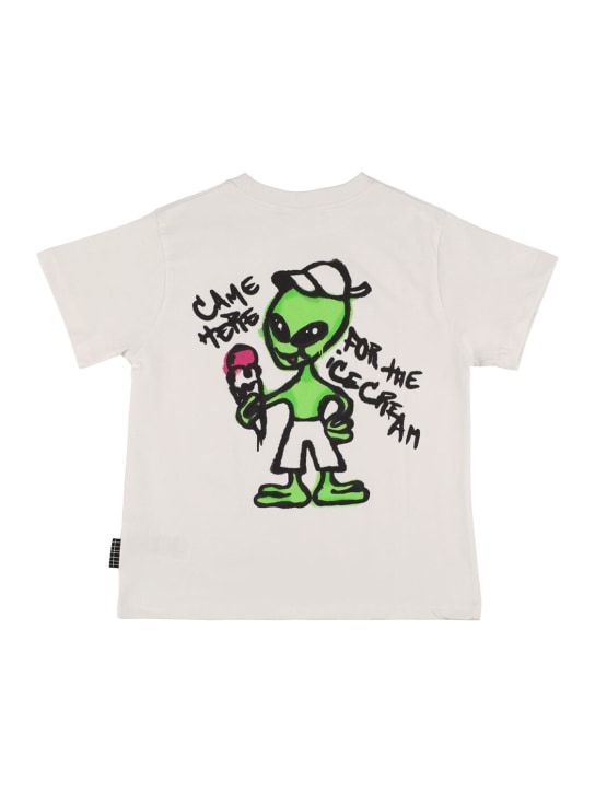 Molo: Alien print organic cotton t-shirt - White - kids-boys_0 | Luisa Via Roma
