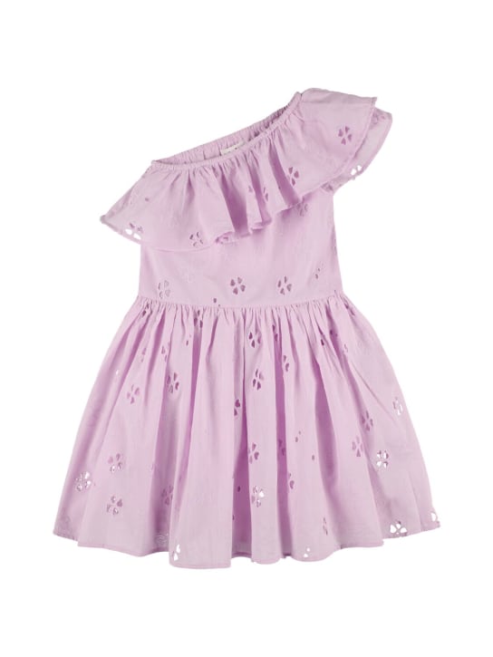 Molo: Organic cotton eyelet lace dress - Light Purple - kids-girls_0 | Luisa Via Roma
