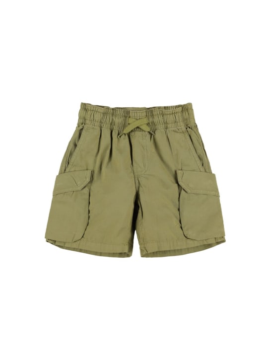 Molo: Cotton cargo shorts - Military Green - kids-boys_0 | Luisa Via Roma