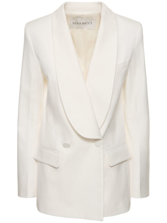 Nina Ricci: Linen blend shawl collar jacket - White - women_0 | Luisa Via Roma