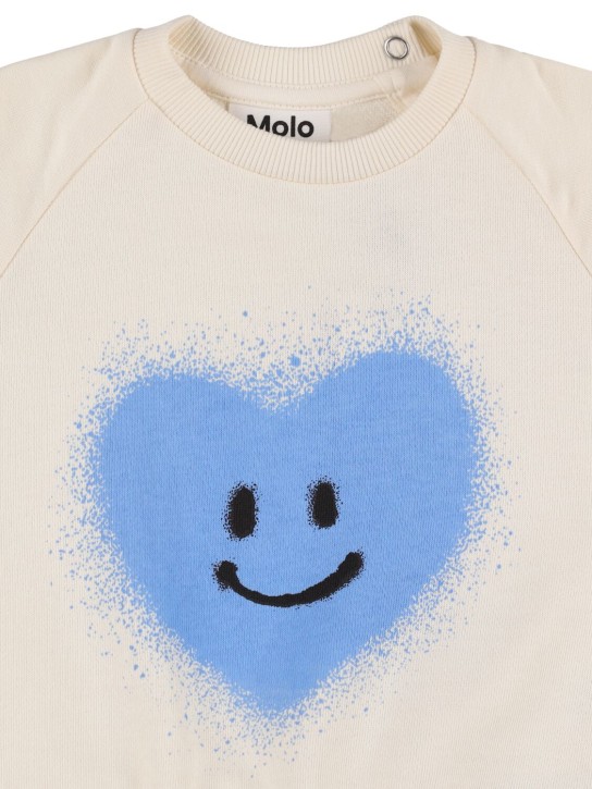 Molo: Heart print organic cotton sweatshirt - White - kids-girls_1 | Luisa Via Roma