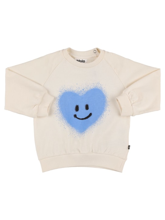 Molo: Heart print organic cotton sweatshirt - White - kids-boys_0 | Luisa Via Roma