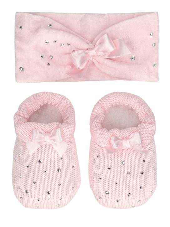 Story Loris: Cotton blend headband & booties - Pink - kids-girls_0 | Luisa Via Roma