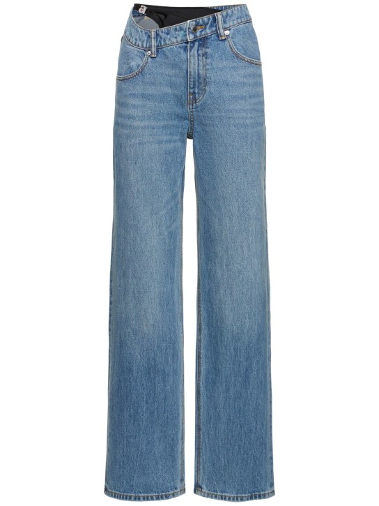 Alexander Wang: Jeans in cotone con girovita asimmetrico - Blu - women_0 | Luisa Via Roma