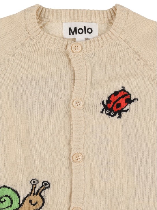 Molo: Cardigan en maille de coton biologique - Blanc Cassé - kids-boys_1 | Luisa Via Roma