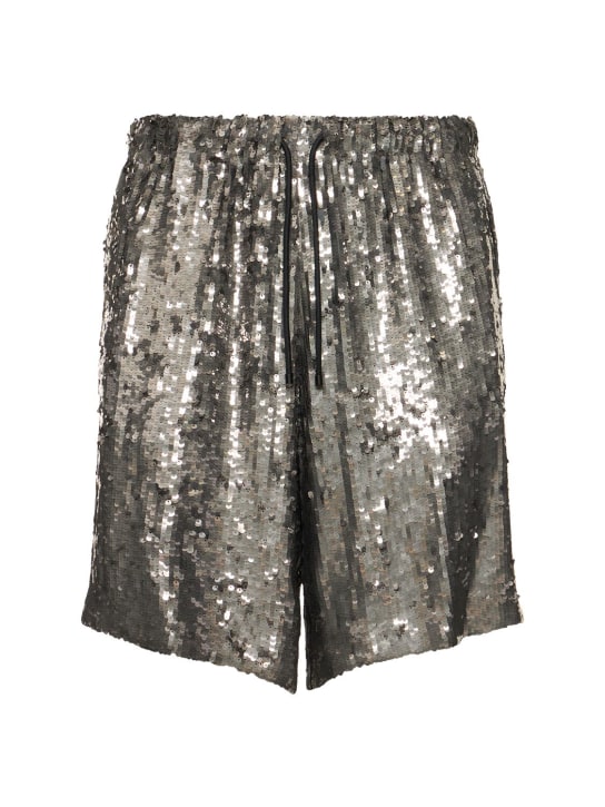 Dries Van Noten: Piperi sequined shorts - Silver - men_0 | Luisa Via Roma