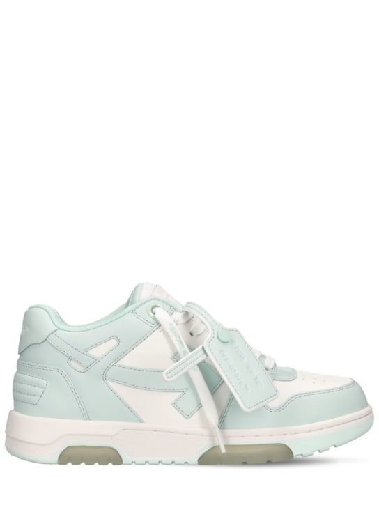 Off-White: 30mm hohe Leder-Sneakers „Out of Office“ - Weiß/Blau - women_0 | Luisa Via Roma