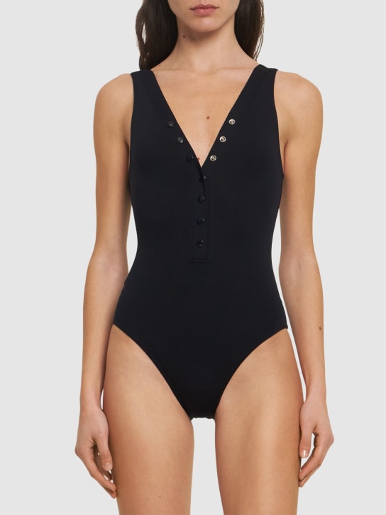 Eres: Icone one piece V-neck swimsuit - Black - women_1 | Luisa Via Roma